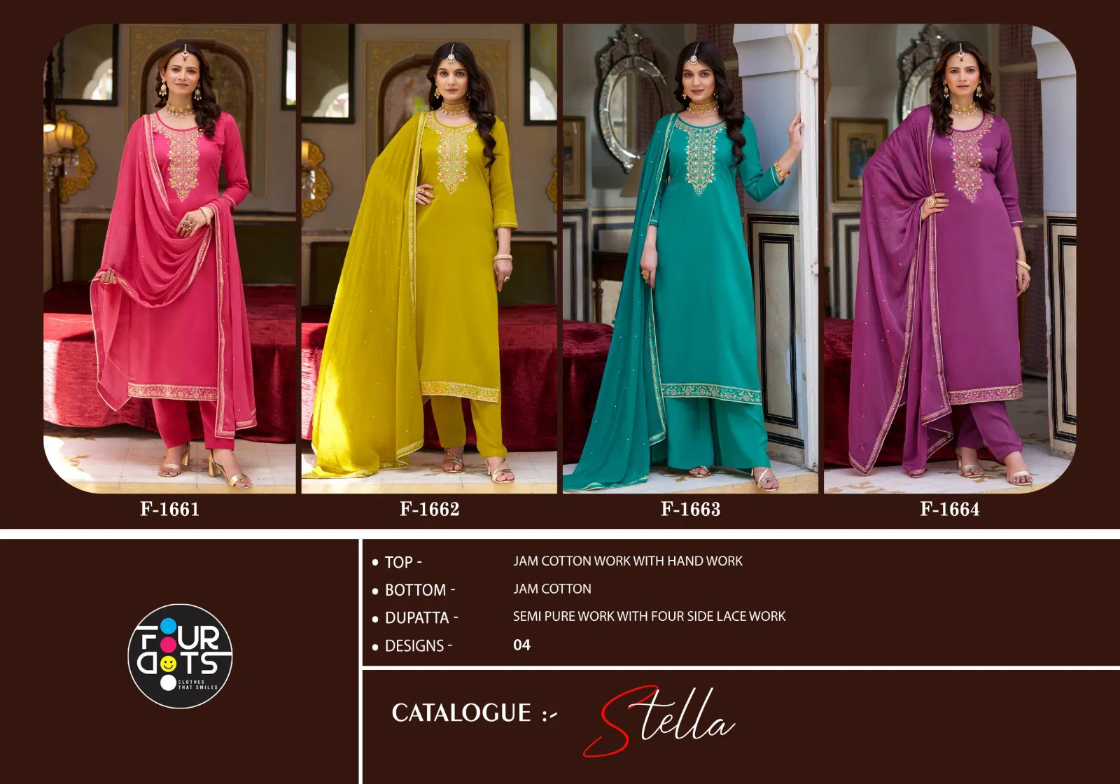 Stella By Fourdots Viscos Jam Cotton Designer Salwar Suits Orders In India